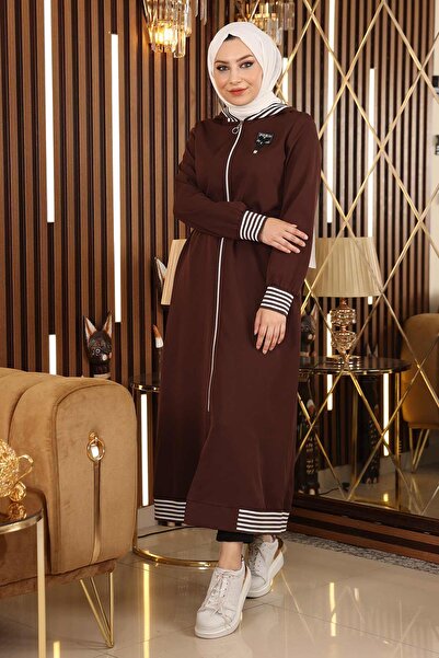 Modamihram Zippered Hooded Abaya Brown 19126