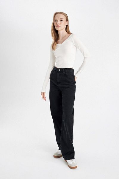 DeFacto High Waist 90s Wide Leg Jeans Kalhoty D4315ax24au