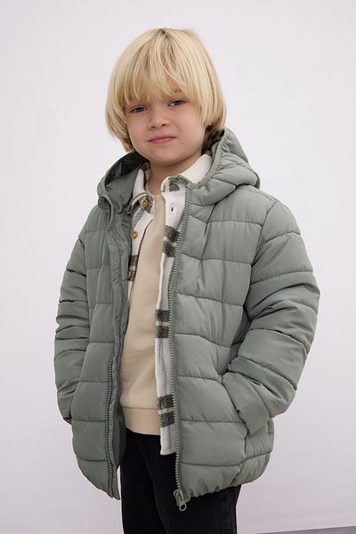 DeFacto Baby Boy Water Repellent Hooded Fleece Lined Coat A2859a523au