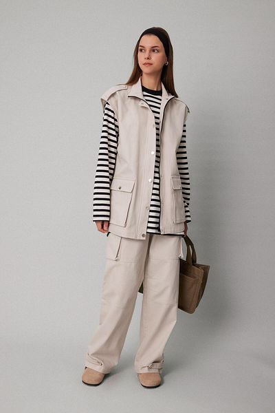 DeFacto Basic Straight Gabardine Pants with Cargo Pockets C1670Ax24Sp