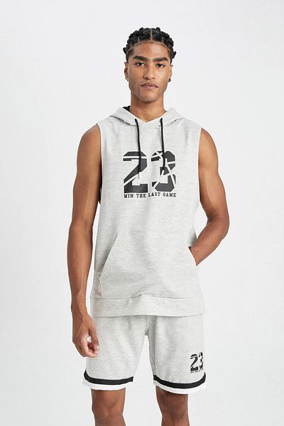 DeFacto Defactofit Standard Fit Number Patterned Hooded Sleeveless Undershirt Z5603az23sp
