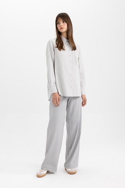 DeFacto Wide Leg Wide Leg Stretchy Waisted Lace up Basic Straight Palazzo Trousers C5628Ax24Sp