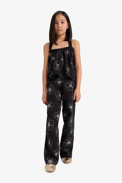 DeFacto Pantaloni lați din bumbac cu model pentru fete D7610A825SM