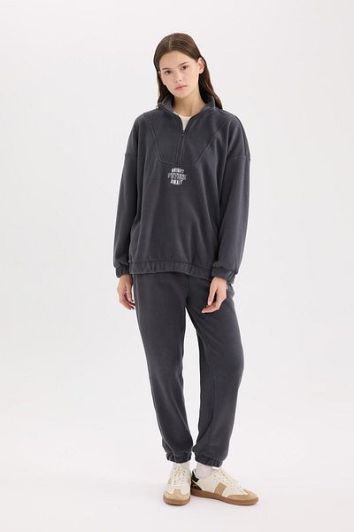 DeFacto Pantaloni de sport din lână, cu potrivire standard, cu șireturi în talie, cu buzunar elastic pentru picioare, imprimați, mărime lungă Y2650az24wn