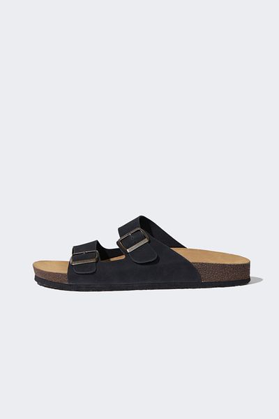 DeFacto Men's Flat Sole Double Banded Faux Leather Slippers C3754AX24HS