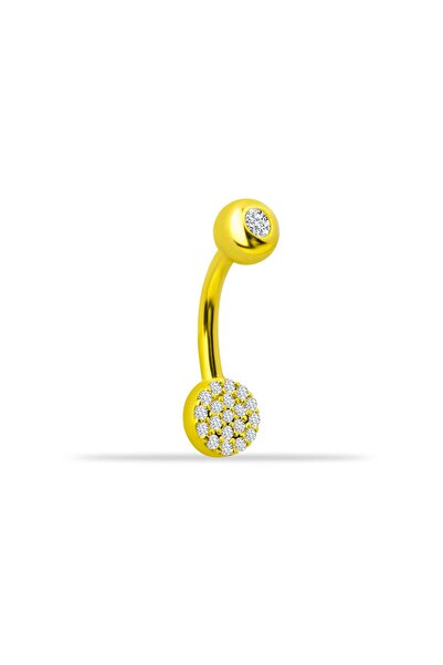Dianora Piercing 14 Ayar Altın Taşlı Daire Motifli Göbek Piercing