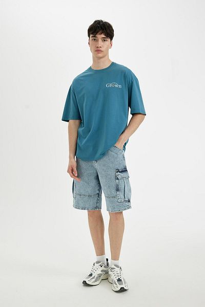 DeFacto 100% Bumbac Pantaloni scurți Bermuda Fit Cargo C2047ax24sm