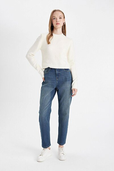 DeFacto Pantaloni de spălat blugi Comfort Mom cu talie înaltă până la gleznă D1403ax24wn