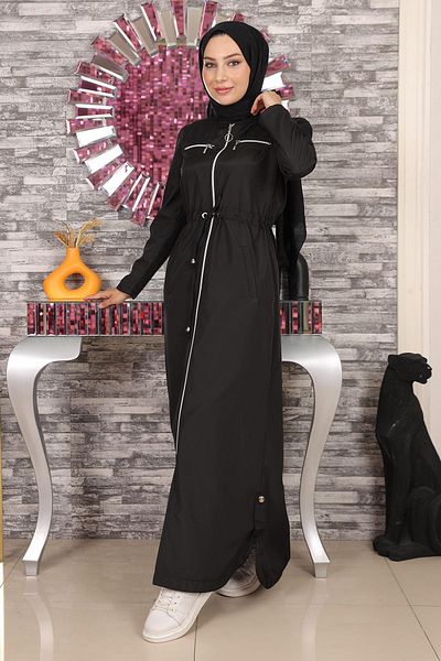 Modamihram Zippered Abaya Black 10012