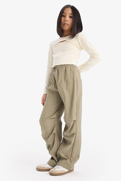 DeFacto Pantaloni de parașuta cu picioare drepte pentru fete cu talie elastică D7605A825SM