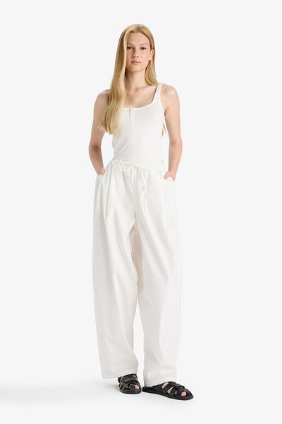 DeFacto Coool Barrel Fit Normal Waist Poplin Trousers F8050Ax25Sm