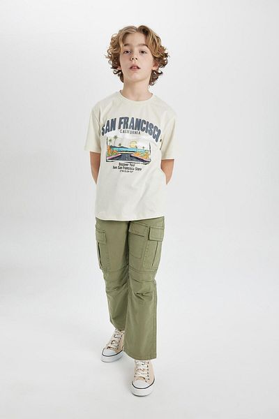 DeFacto Boy's Gabardine Trousers - Cargo Pocket and Straight Leg B5924A824Sp