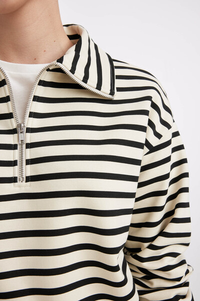 DeFacto Pruhovaná mikina se zipem Standard Fit A8354ax23wn