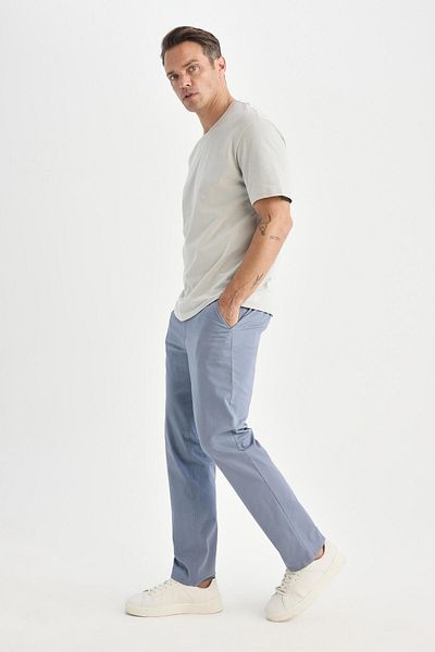 DeFacto Pantaloni de vară din pânză chino din Gabardine Slim Fit Slim Fit Pantaloni îngusti cu buzunare B2089AX25SP