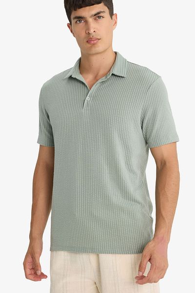 DeFacto Бавовняна футболка з коротким рукавом з коміром-поло Slim Fit X2594az24sm