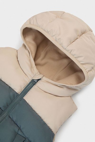 DeFacto Wasserabweisende, mit Fleece gefütterte, farblich gemusterte, aufblasbare Weste mit Kapuze für Babys A2848a524au