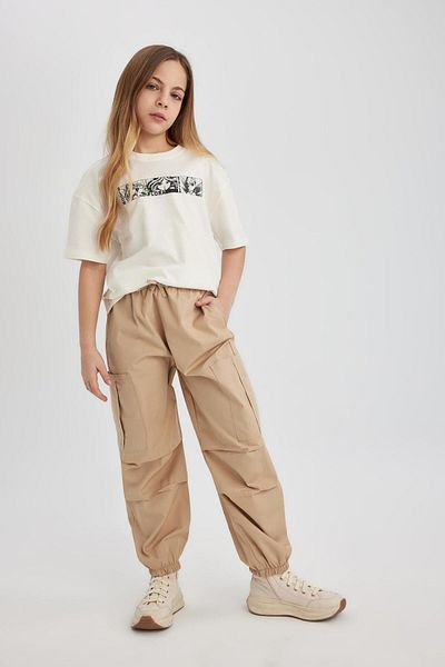 DeFacto Girl's Parachute Cargo Cotton Trousers B5042A824SM