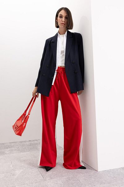 DeFacto Cool Wide Leg Sweatpants - Elastic Waist, Lace-Up Stripe