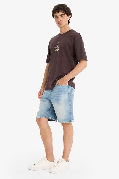 DeFacto Σορτς Jean Bermuda Straight Fit από 100% βαμβάκι F5532AX25SM