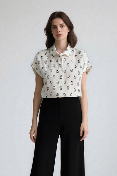 DeFacto Short Sleeve Cool Motif Shirt Z1661Az24Sp
