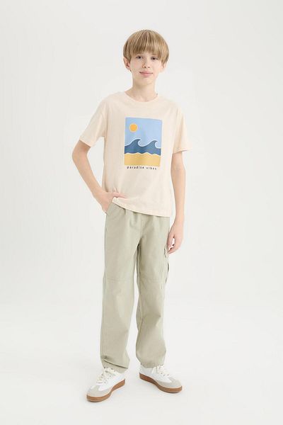 DeFacto Pantaloni cu textura Seersucker Standard Loose Fit pentru băieți D7794A825SP