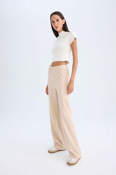 DeFacto Ribbed Camisole Pants - Elastic Waist, Straight Leg B2206Ax23Au