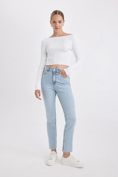 DeFacto Blugi Mary Vintage cu talie înaltă, până la gleznă, cu picior drept - C7365ax24au
