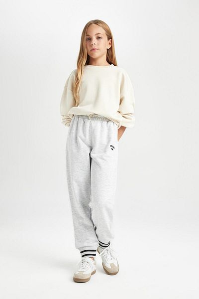 DeFacto Pantaloni de sport Jogger imprimați pentru fete - Pantaloni cu talie elastică D3205A824WN