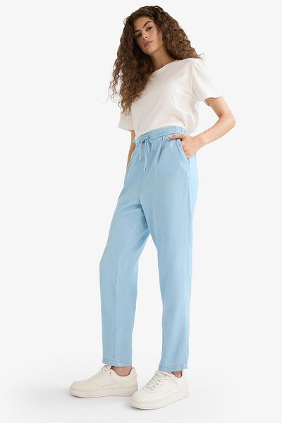 DeFacto Pull on Carrot Fit High Waist Ankle Length Washed Pants D8236Ax25Sm