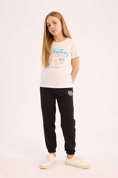DeFacto Pantaloni de sport Jogger pentru fete - talie elastică cu picioare, imprimați D9689a825sp