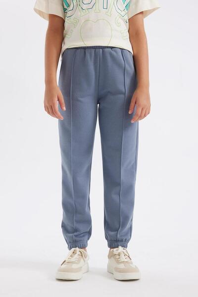 DeFacto Kız Çocuk Gri Standart Fit Beli Paçası Lastikli Cepli Basic Düz Okul Jogger Eşofman Altı X9036a624au