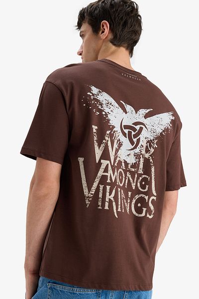 DeFacto Vikings Valhalla - Tricou cu mânecă scurtă cu decolteu triplu relaxat B5533ax24sp