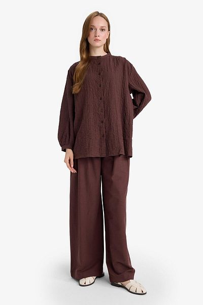 DeFacto Wide Leg Linen Blend Trousers F7633Ax25Au