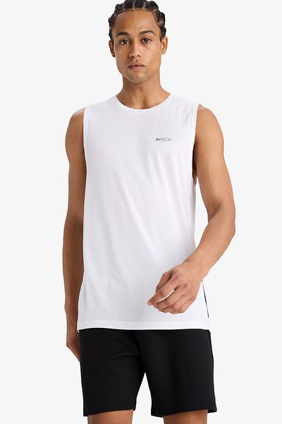 DeFacto Tricou sport slim cu gât roșu imprimat - A1736ax23sm