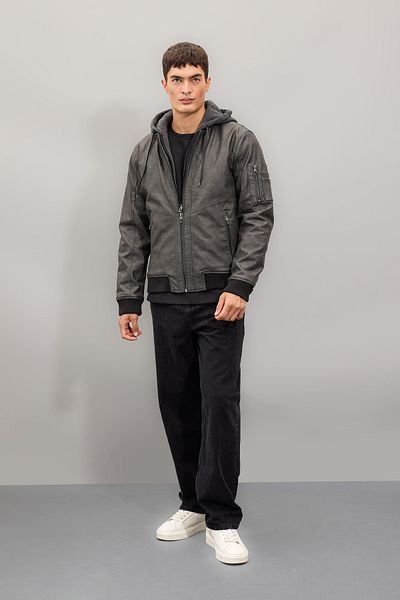 DeFacto N9682az23wn Model Slim Fit cu glugă din piele artificială