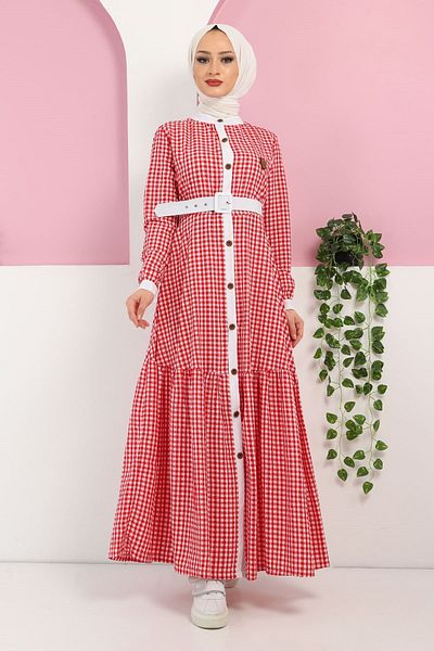 Modamihram Καρό Κεντημένο Ferace Claret Red 10903