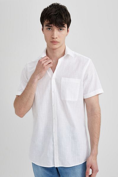 DeFacto Cămașă Slim Fit Basic cu mânecă scurtă, 100% bumbac