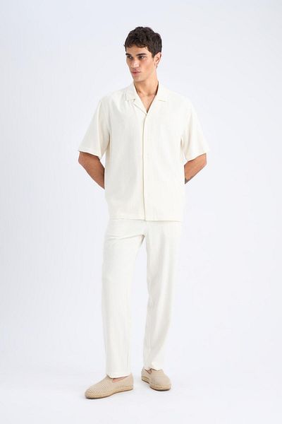 DeFacto Pantaloni de jogger din viscoză de vară, cu croială normală, cu picioare drepte, amestecate de in, cu buzunare B4867AX25SM