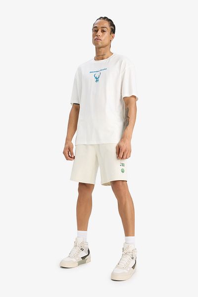 DeFacto Fit Nba Milwaukee Bucks Oversize Fit Crew λαιμόκοψη κοντό μανίκι 100% βαμβακερό μπλουζάκι Z4666az23sp