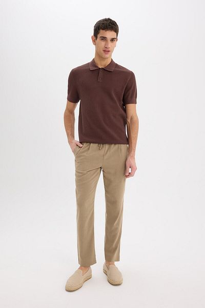 DeFacto Летен панталон Relax Fit Casual Cut с къси крачоли от ленен плат E4790AX25SM