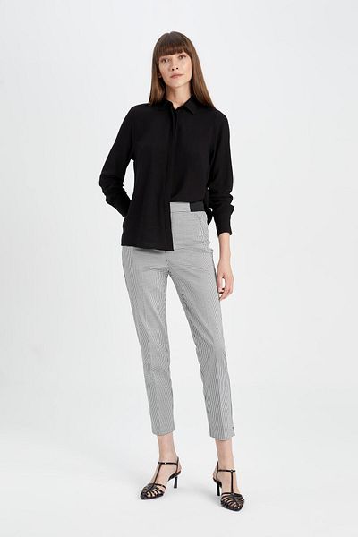 DeFacto Satin Cigarette Pants - Regular Waist, Elastic, Straight Leg J8741Az24Sm