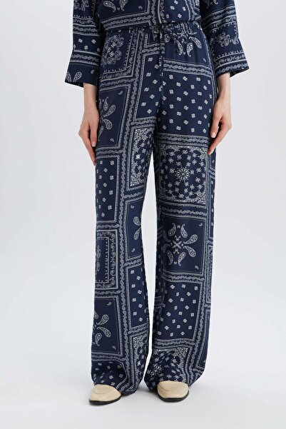 DeFacto Wide Leg Geniş Bol Paça Desenli Yüksek Rahat Palazzo Pantolon C4042ax25sp