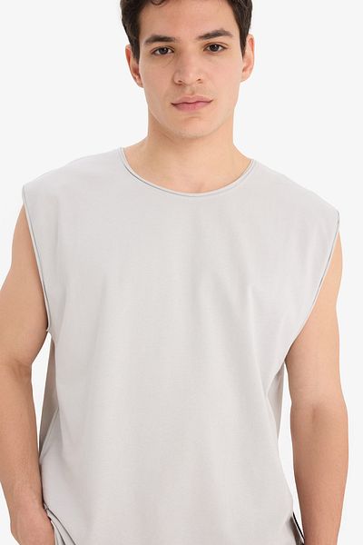 DeFacto 100% Bumbac Boxy Fit Neck Rund Basic Simplu Tricou fără Mâneci C7205ax24hs
