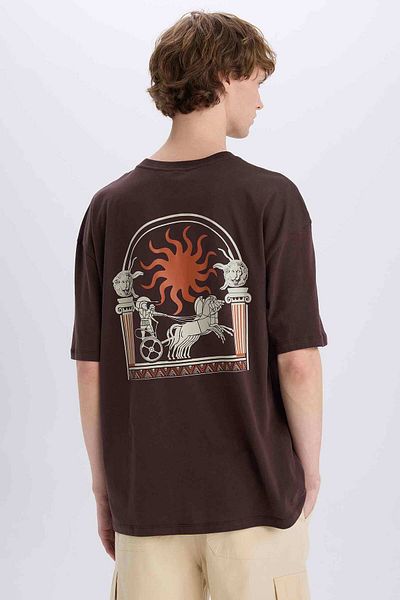 DeFacto Tricou supradimensionat cu mânecă scurtă, 100% bumbac, cu gâtul rotund, imprimat pe spate Z6082az23sm