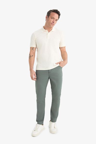 DeFacto Καλοκαιρινό παντελόνι Gabardine Chino Canvas Slim Fit Slim Fit Skinny Leg με τσέπη B2089AX25SP
