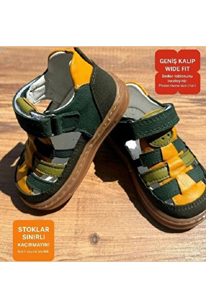 ENBİSA Erkek Bebek Hakiki Deri Ilk Adım Ortopedik Dikişli Sandalet