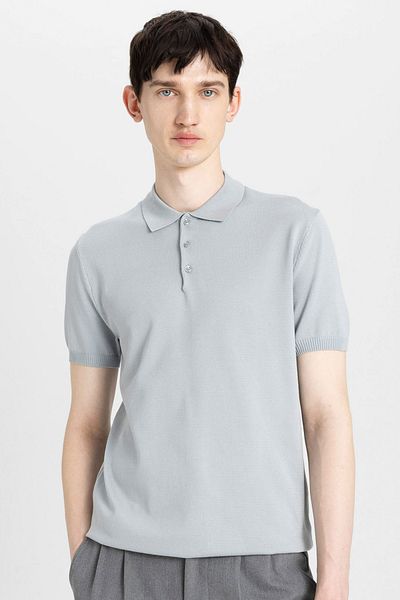 DeFacto Tricou din tricot cu mânecă scurtă, slim fit