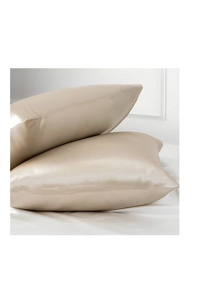 WaltStore Set of 2 Natural Silk Pillowcases, with zipper, Mulberry Silk 22 Momme, Champagne 50 x 70 cm