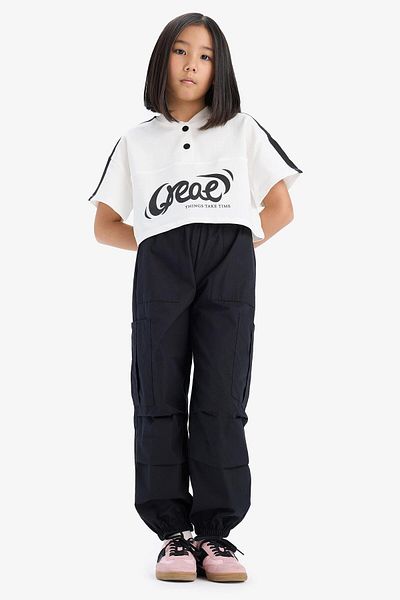 DeFacto Girl's Parachute Cargo Jogger Leg Pants E0162A825Sm