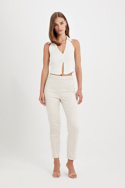 DeFacto Dfc - Cigarette Satin Pants, Regular Waist and Elastic Straight Leg